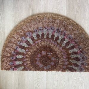 1'6" x 2'6" Outdoor Half-Circle Floral Door Mat Warm